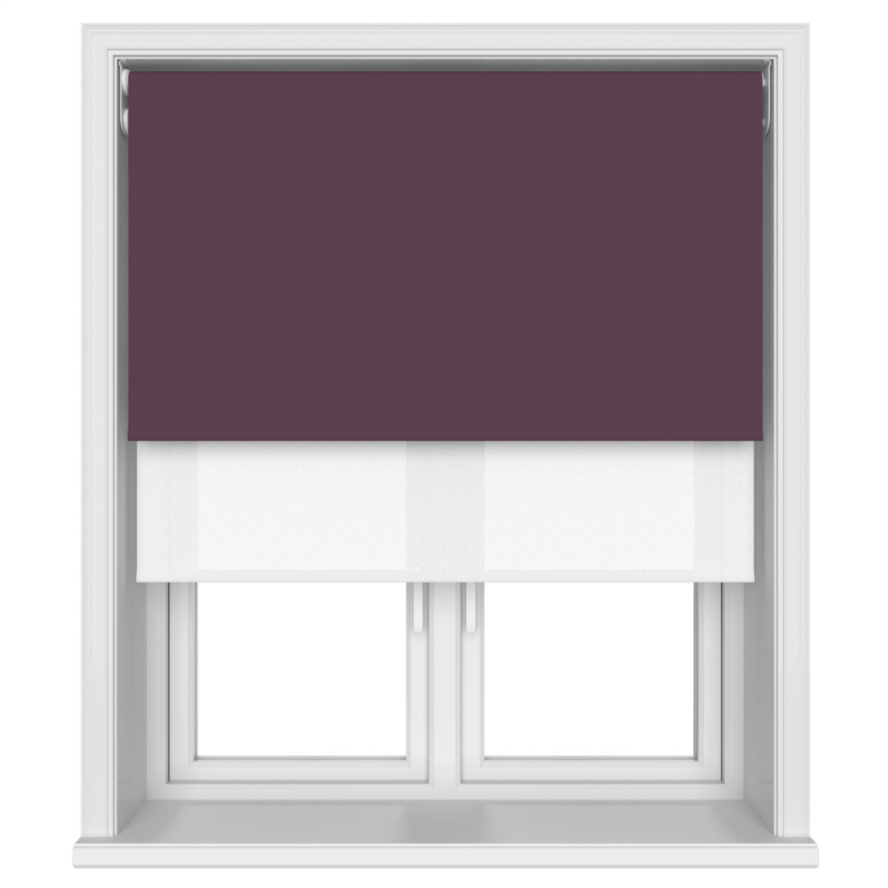 Dover Blackout Royal Plum Motorised Double Roller Blind - Image 4