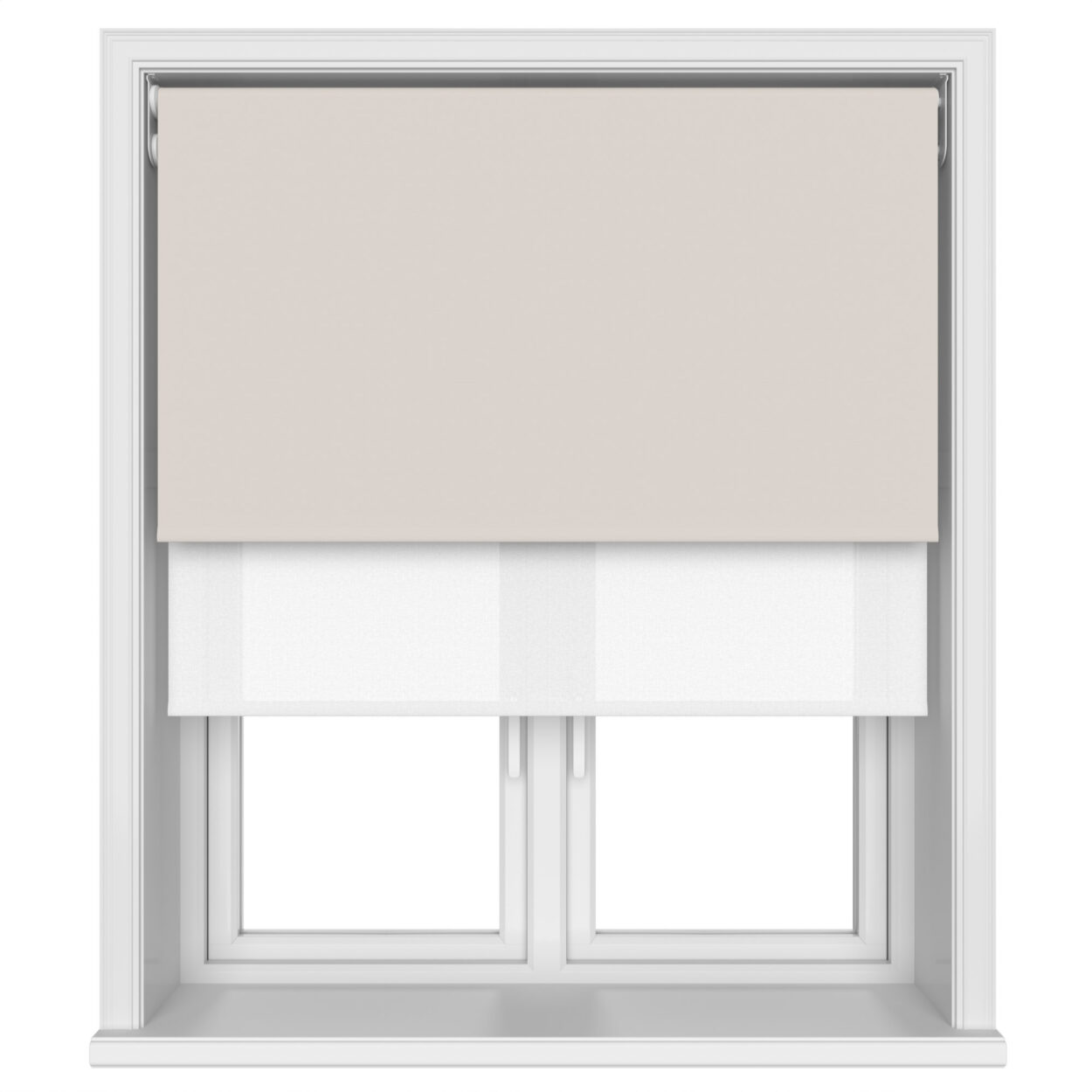 Dover Blackout Soft Dove Motorised Double Roller Blind - Image 4