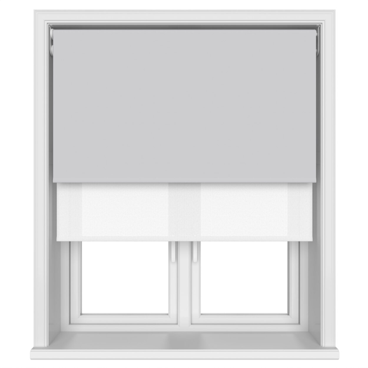 Dover Blackout Subtle Grey Motorised Double Roller Blind - Image 4