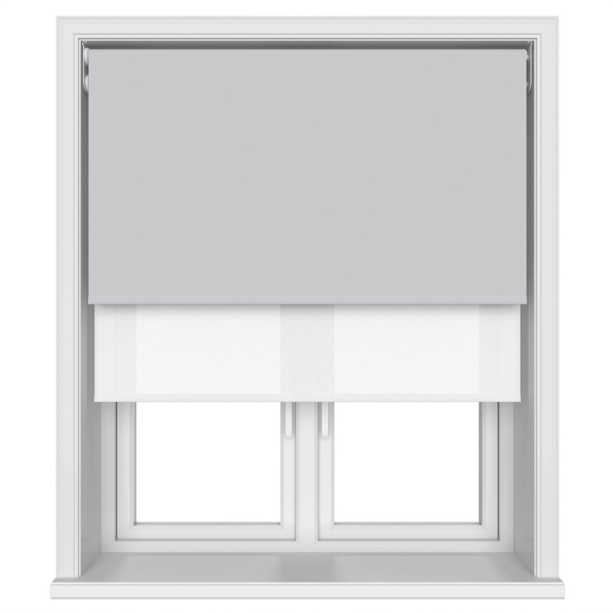 Dover Blackout Pale Grey Motorised Double Roller Blind - Image 4