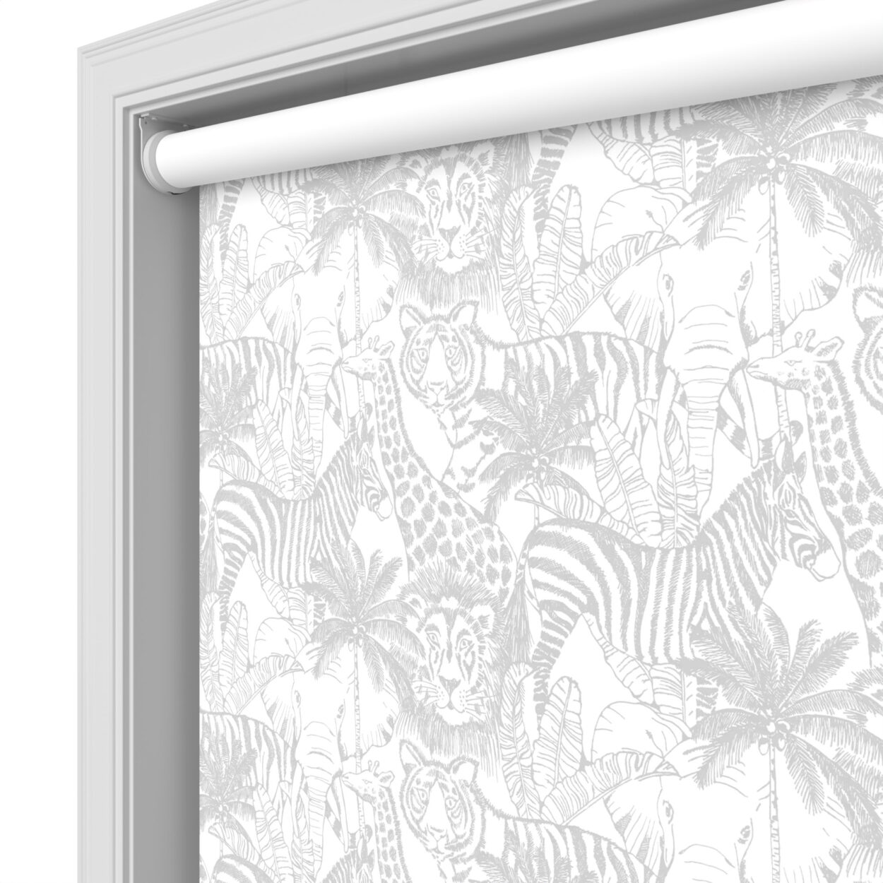 Night Safari Grey Blackout Motorised Roller Blind - Image 5