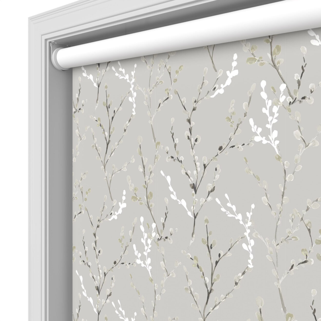 Willow Tree Blackout Birch White Motorised Roller Blind - Image 5