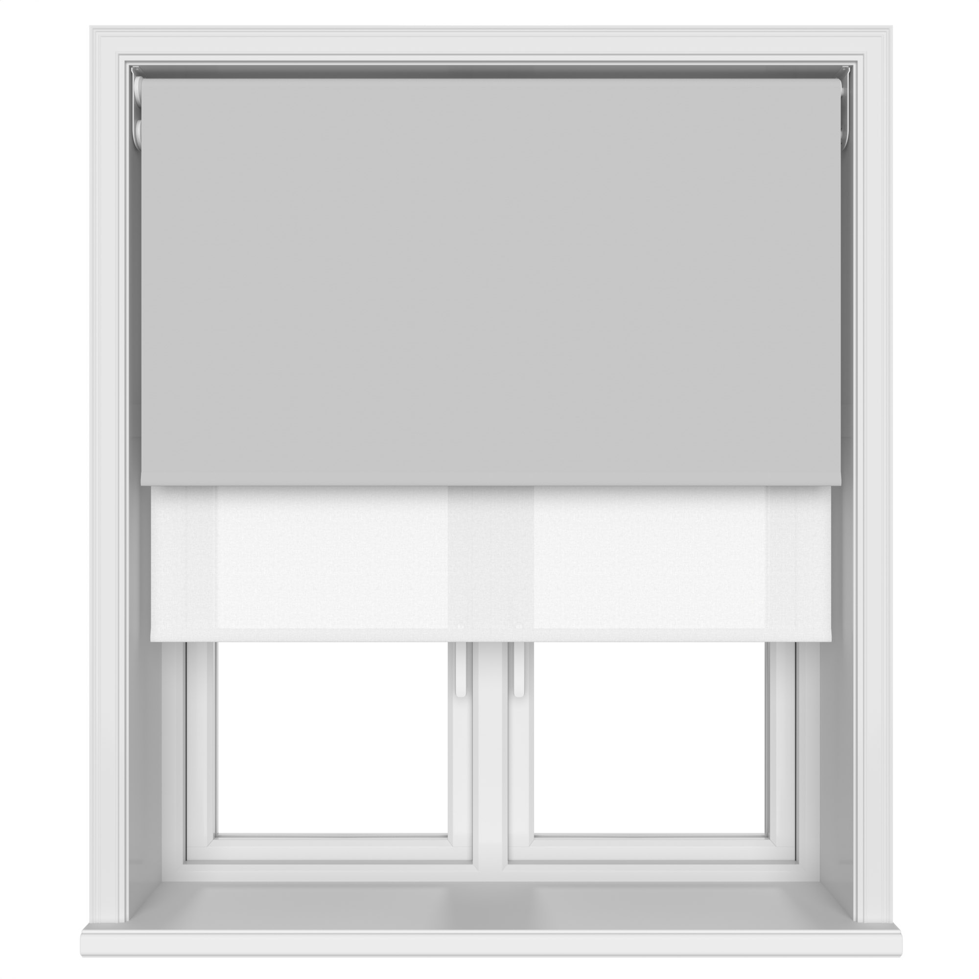 Dover Blackout Light Grey Motorised Double Roller Blind - Image 4