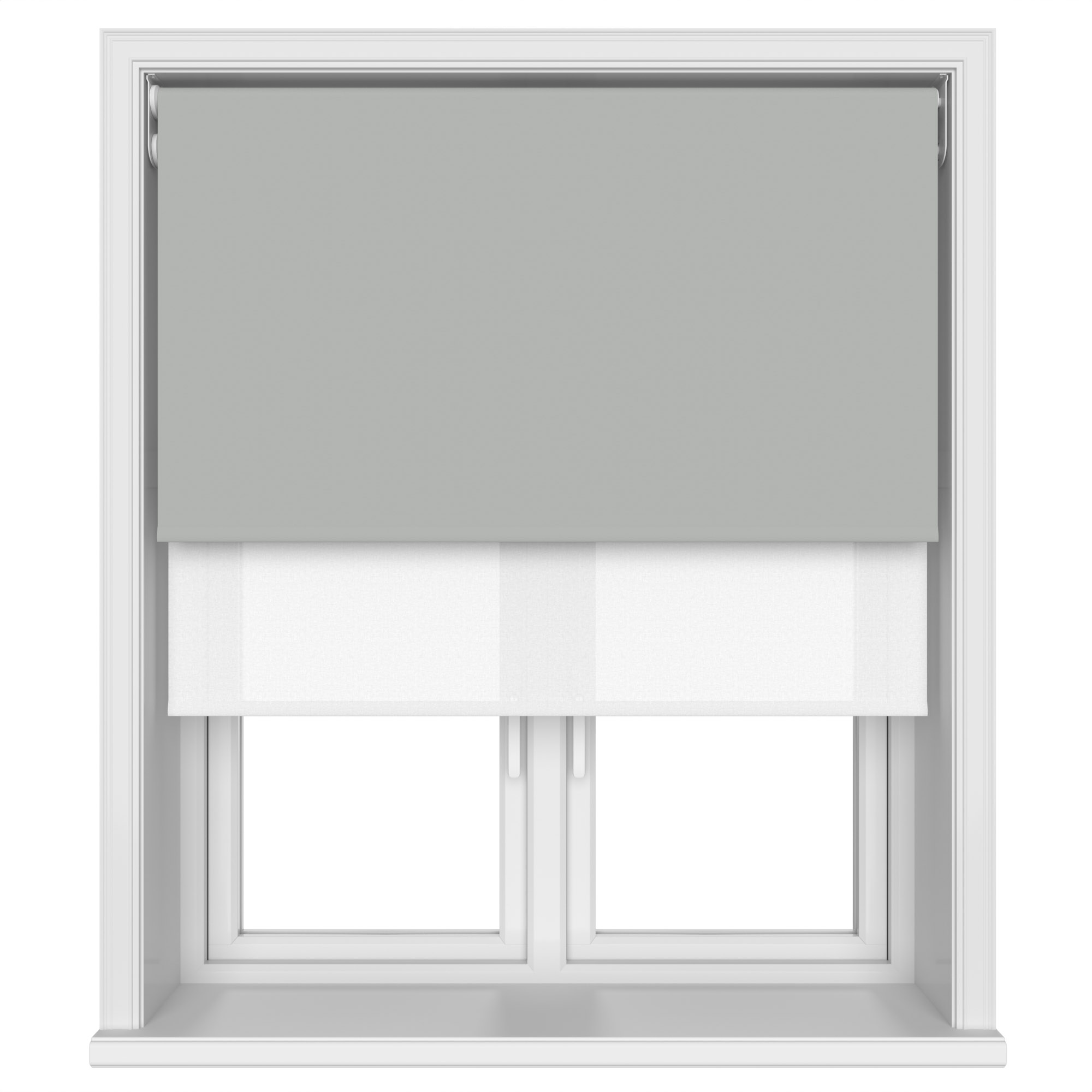 Dover Blackout Pewter Grey Motorised Double Roller Blind - Image 4
