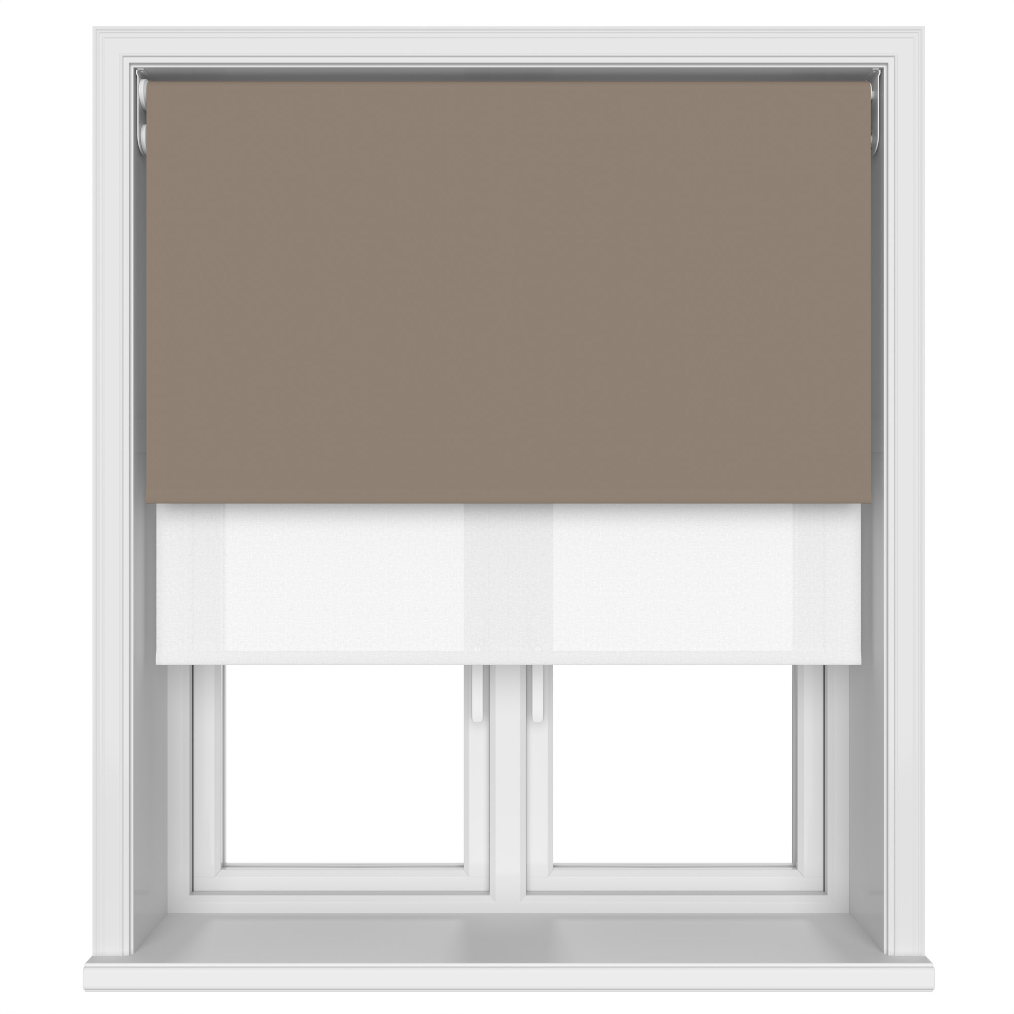 Dover Blackout Cocoa Beige Motorised Double Roller Blind - Image 4