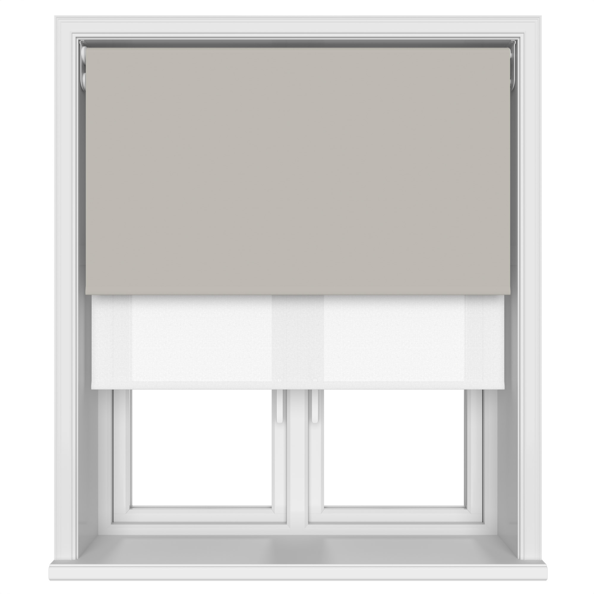 Dover Blackout Warm Pebble Motorised Double Roller Blind - Image 4