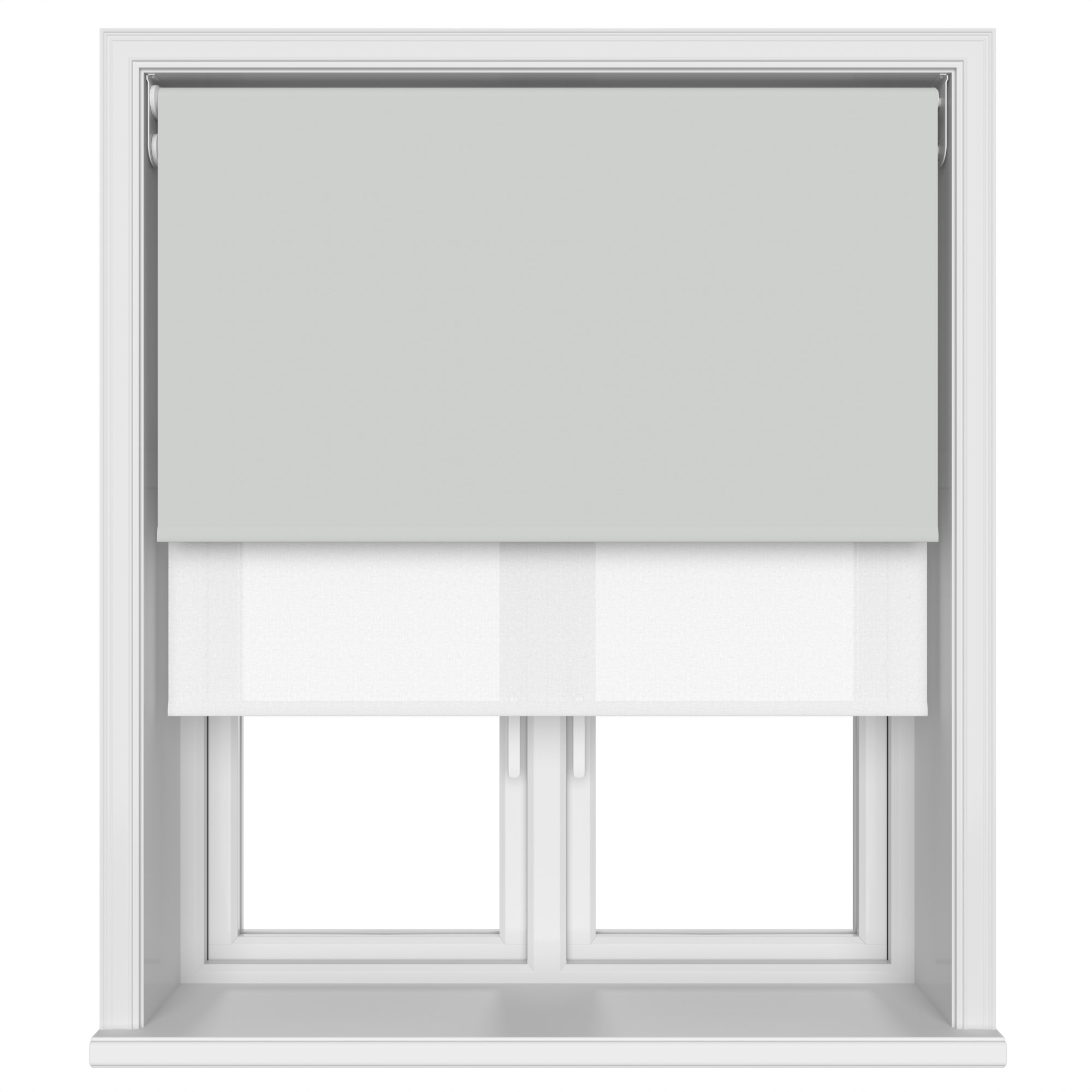 Dover Blackout Mist Grey Motorised Double Roller Blind - Image 4