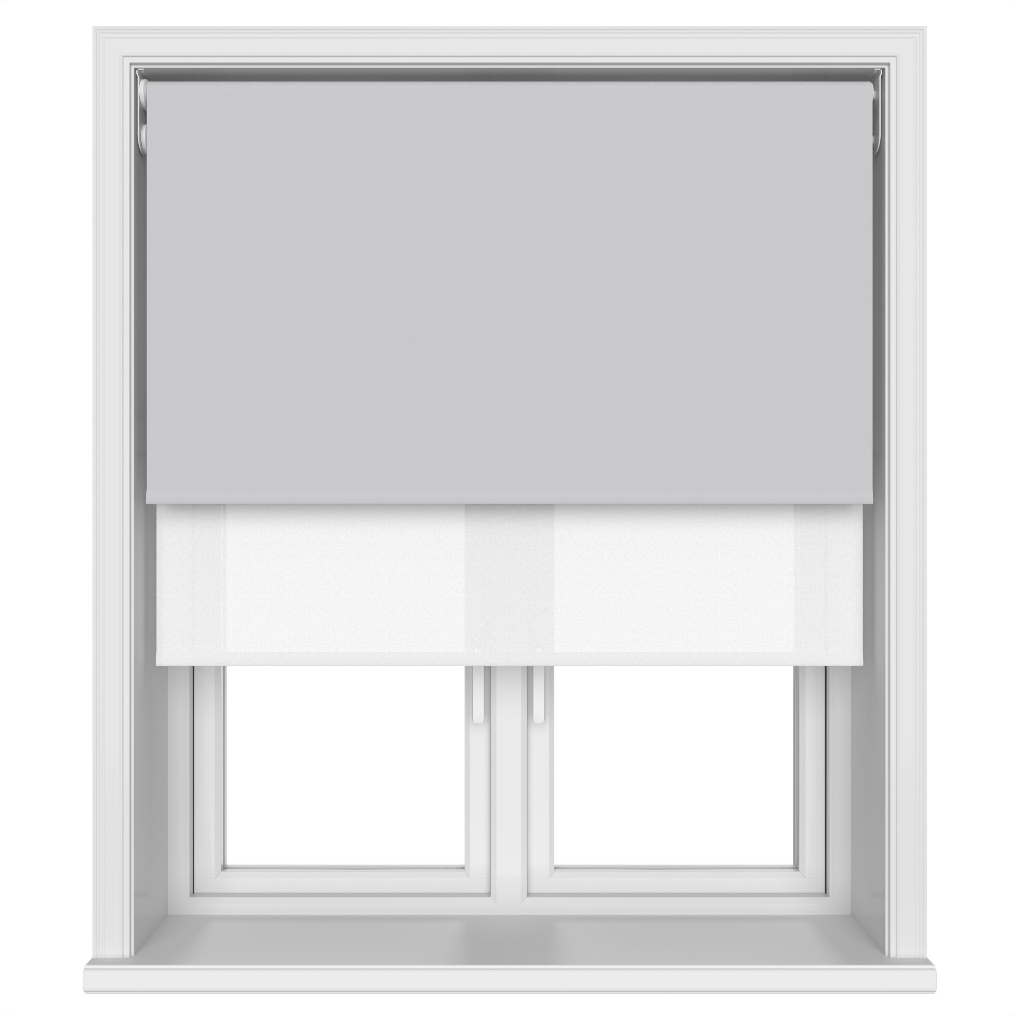 Dover Blackout Pale Grey Motorised Double Roller Blind - Image 4