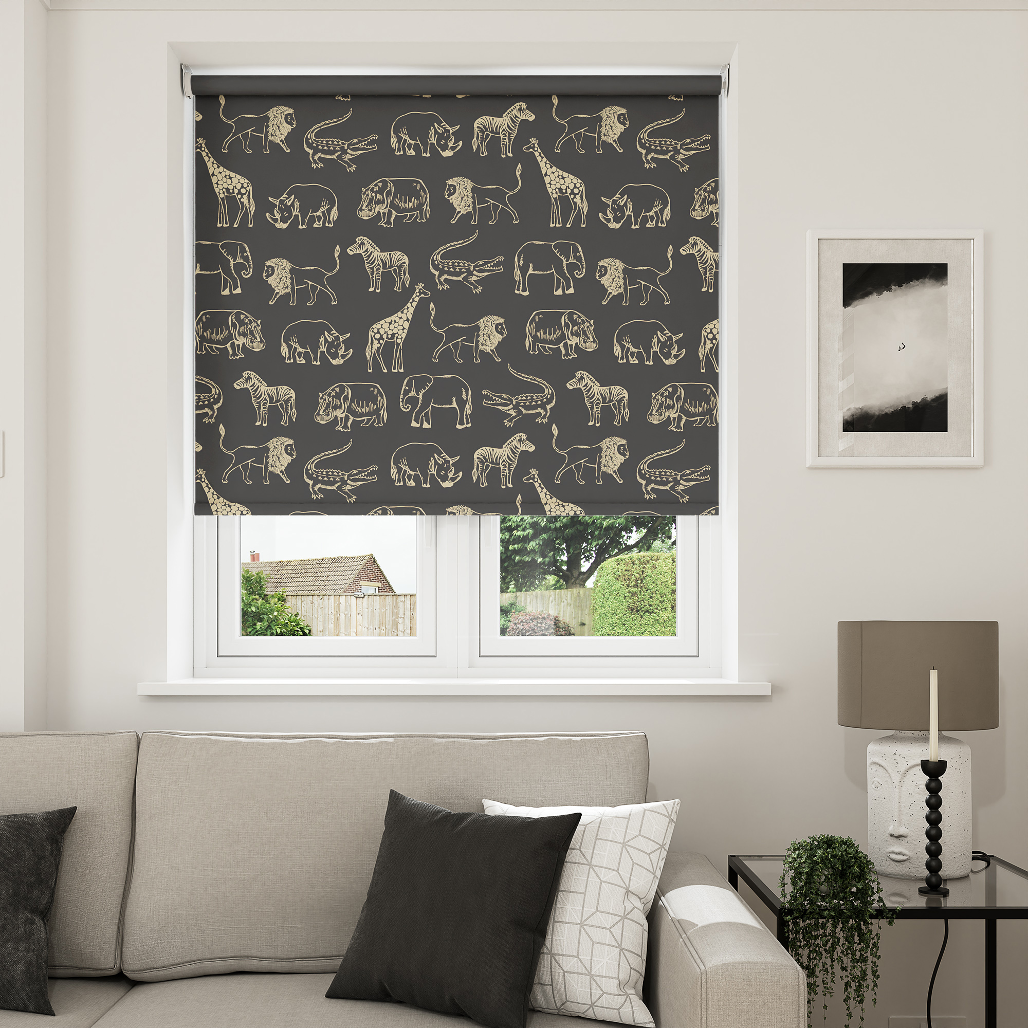 Night Safari Gold Blackout Motorised Roller Blind - Image 7