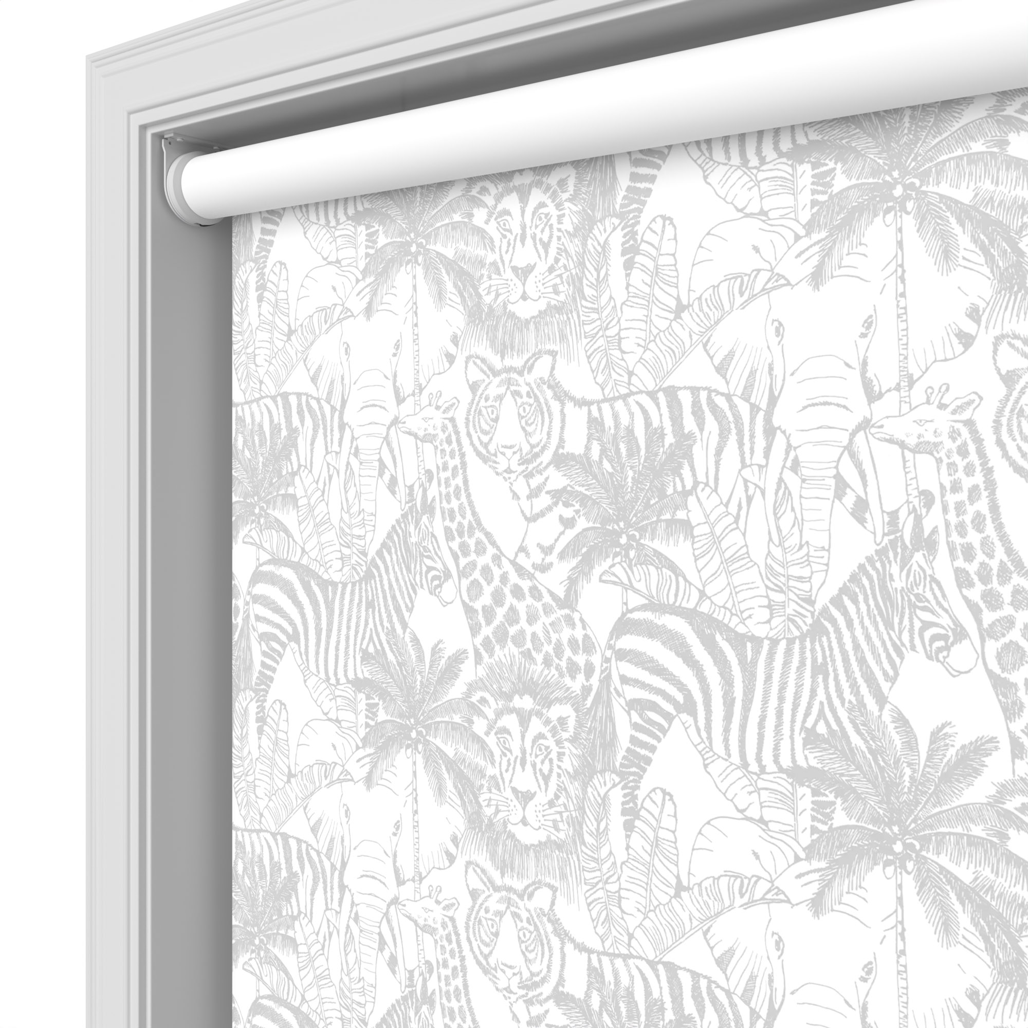 Night Safari Grey Blackout Motorised Roller Blind - Image 4