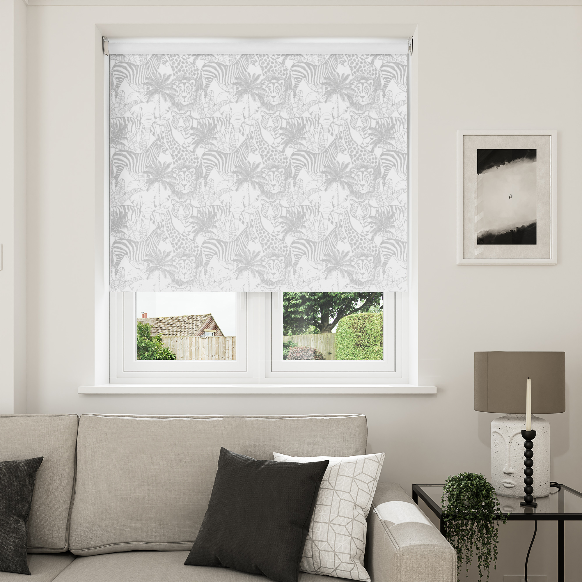 Night Safari Grey Blackout Motorised Roller Blind - Image 7