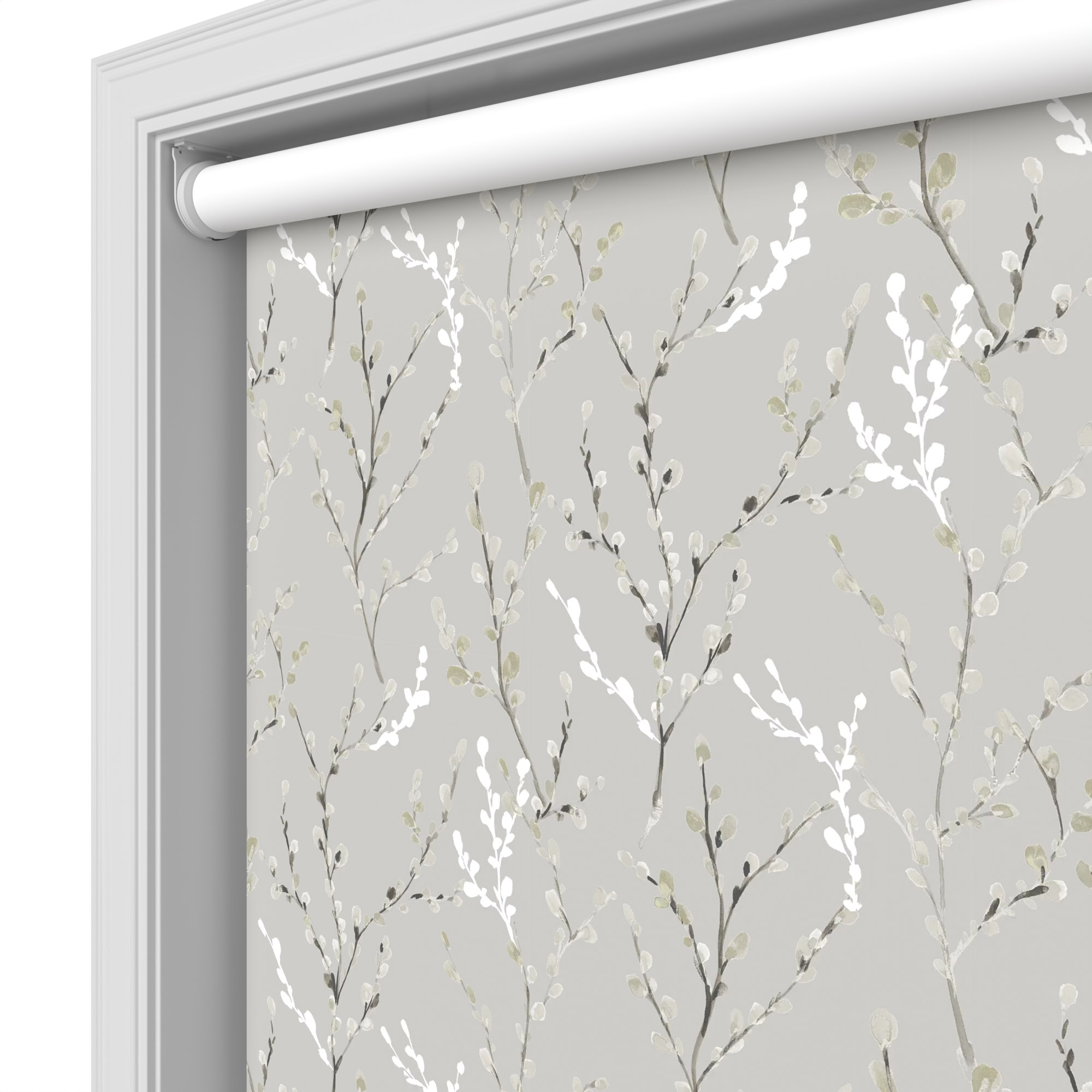 Willow Tree Blackout Birch White Motorised Roller Blind - Image 4