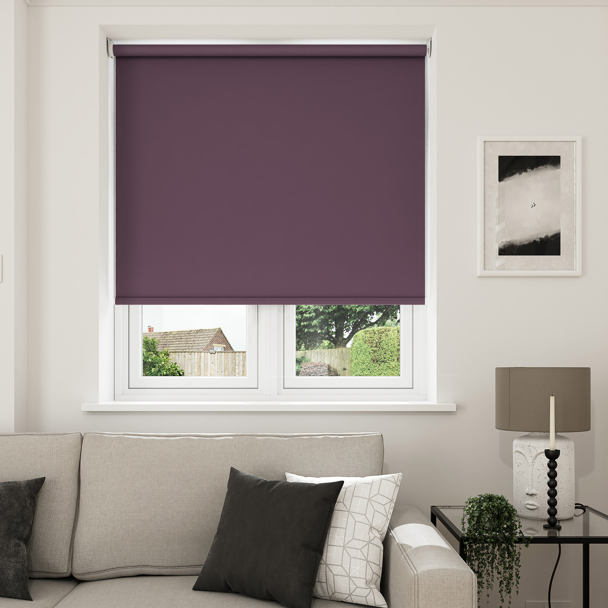 Dover Blackout Royal Plum Motorised Roller Blind - Image 7