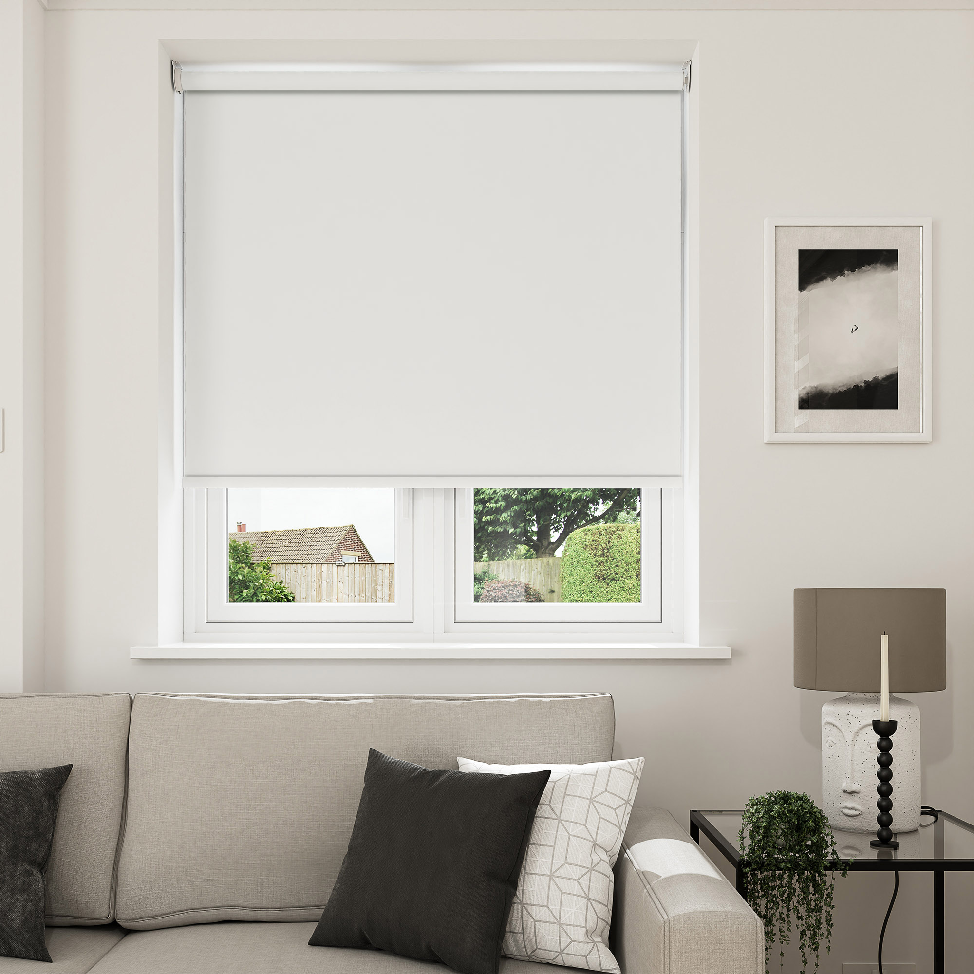 Accent Blackout Natural Chalk Motorised Roller Blind - Image 7